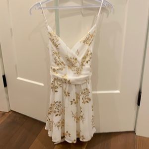 Lucy in the Sky Eliza Chiffon A-Line Dress in White/Gold